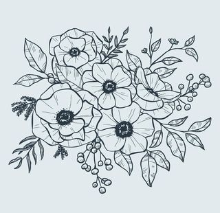 线条手绘矢量花图片