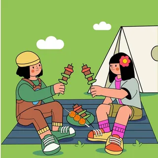露营扁平风插画图片