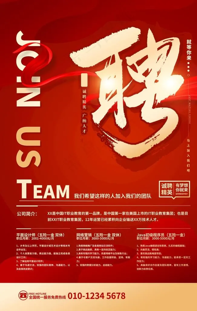 招聘海报图片(3543x5315)psd模版下载