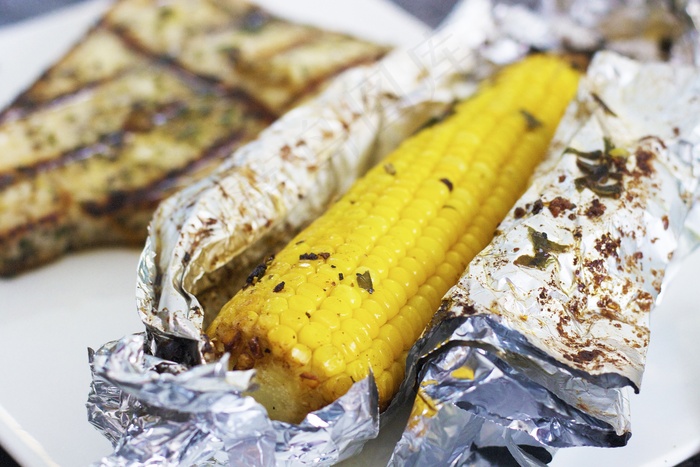 玉米，玉米棒，烤，黄色，玉米芯，食品，夏天