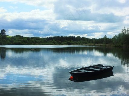 船，湖，天空，云，几点思考，蓝色，景观