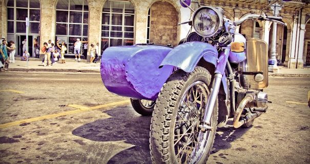 摩托，古董车，哈瓦那，过去，老，古巴