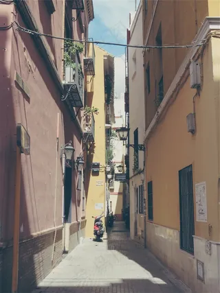 胡同，建筑物，房屋，公寓，墙壁，踏板车