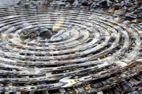 石头，卵石，水，波，透明，表面