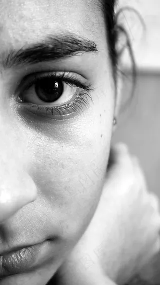 脸，女人，女孩，眼睛，嘴唇，手