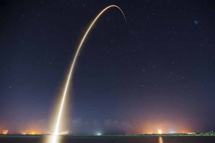 火箭发射，夜间，弹道，Spacex，升空