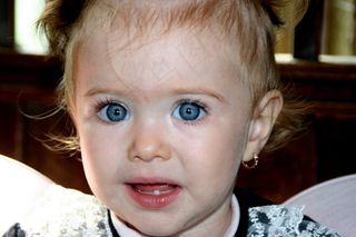 女孩，婴儿，蓝眼睛，肖像，牙齿