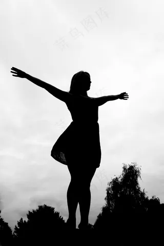 女人，自由，健康，福利，手臂，武器，打开，喜悦