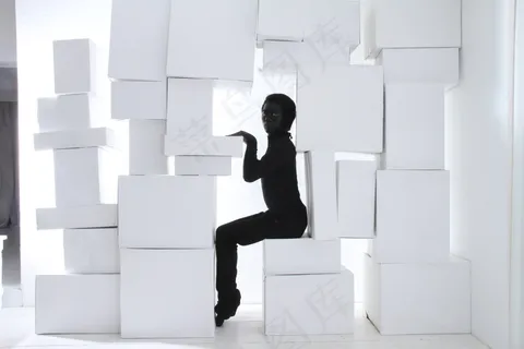 时尚，独特，黑色，白色，曼恩，莫雷德