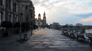 德累斯顿，Brühl梯田，大教堂，易北河，萨克森