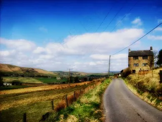 萨德沃思，英格兰，道路，外，房子，天空，云