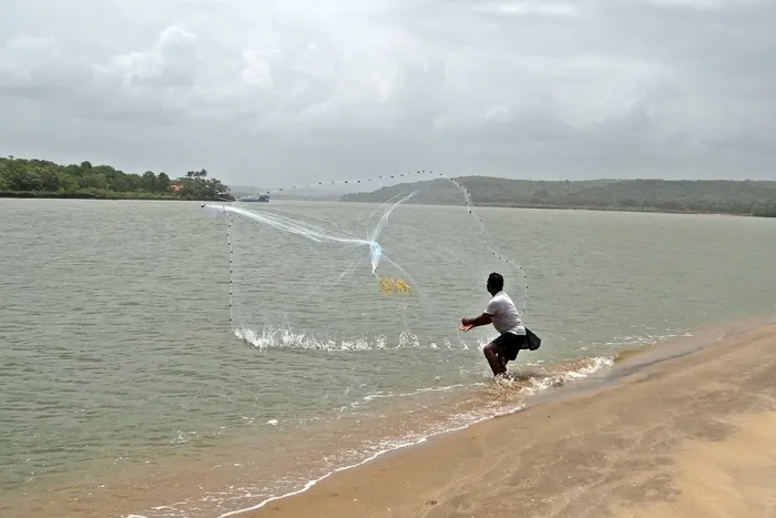 钓鱼，铸网，捷列霍河，河口，口