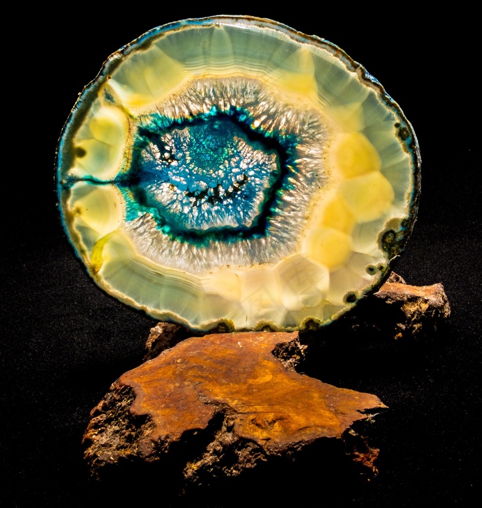 玛瑙片，蓝色，关闭，浅色