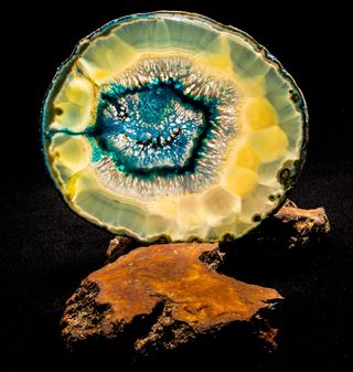 玛瑙片，蓝色，关闭，浅色