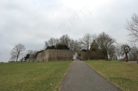 修道院，墙，城堡，离，景观