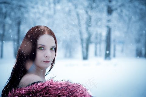冬季,雪,幻想,美女,白色,冷,树,女孩 冬季,雪,幻想,美女,白色,冷,树,女孩