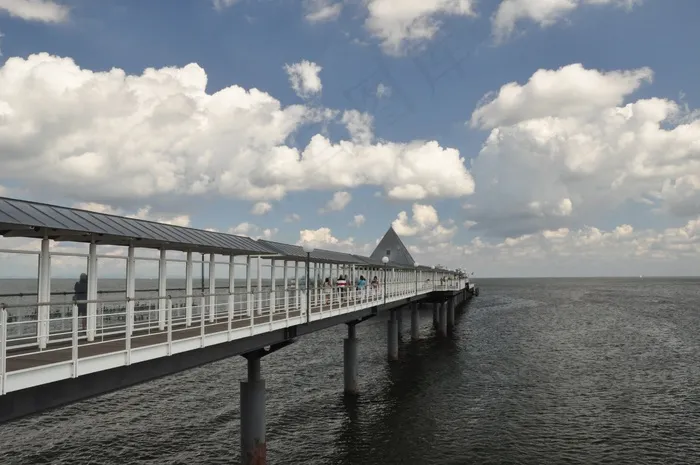 码头，海，云，假期，假期