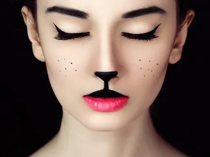 女孩,猫,猫,时尚,猫女,模型,化妆 女孩,猫,猫,时尚,猫女,模型,化妆