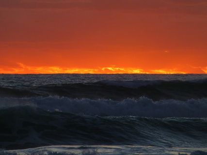 日落，大海，海滩，Farbenpracht