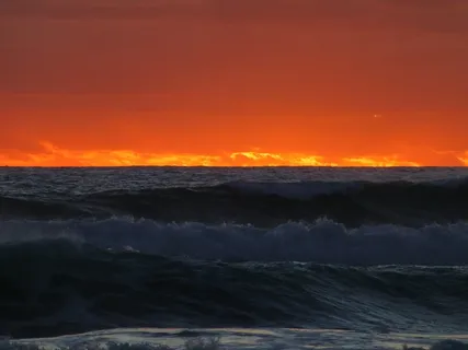 日落，大海，海滩，Farbenpracht