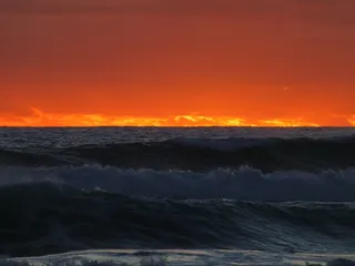 日落，大海，海滩，Farbenpracht