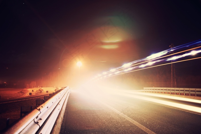 交通，夜间，街道，道路，灯光，长时间曝光