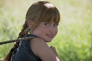 人，人类，儿童，女孩，金发，长长的头发，辫子