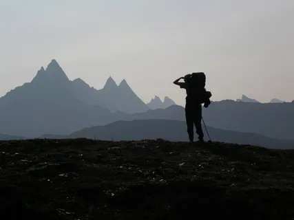徒步旅行者,山,寻找,人,景观,朦胧 徒步旅行者,山,寻找,人,景观,朦胧