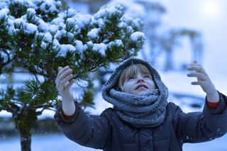 儿童，女孩，雪，照明