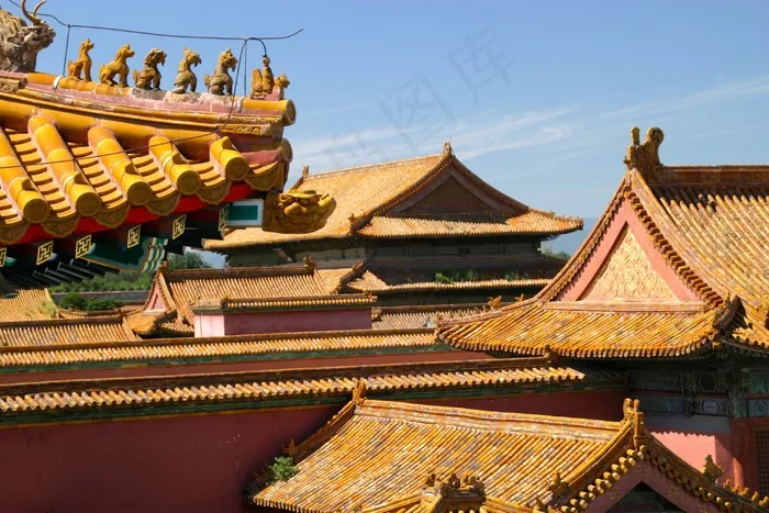 屋顶，中国，龙，故宫，建筑