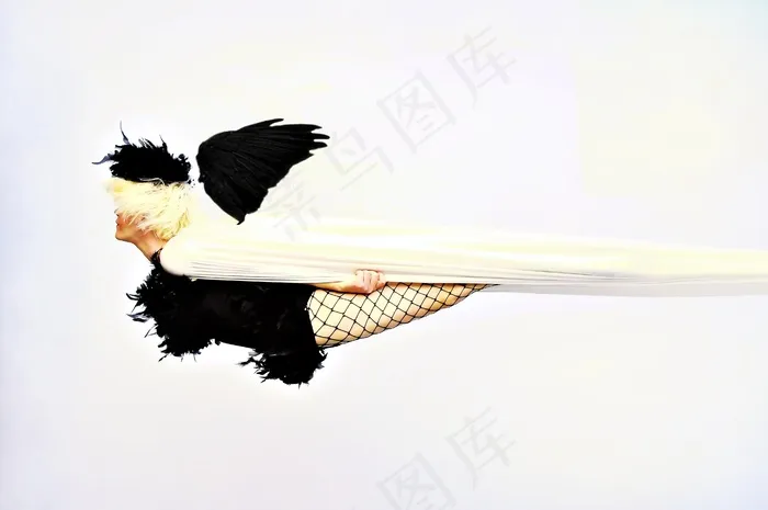 翅膀，女人，金发女郎，模型，黑色，身体，设计，性感