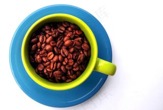咖啡，咖啡豆，咖啡杯，瓷，多彩