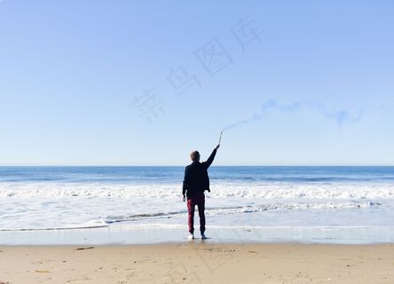 人，男性，海滩，生活方式，男子，火炬，户外