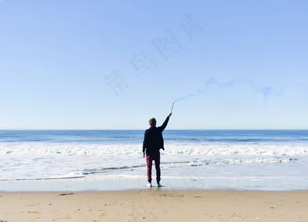 人，男性，海滩，生活方式，男子，火炬，户外