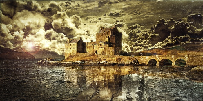 苏格兰，蒙太奇，颜色，湖泊，水，城堡