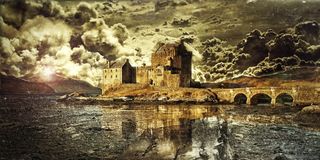 苏格兰，蒙太奇，颜色，湖泊，水，城堡