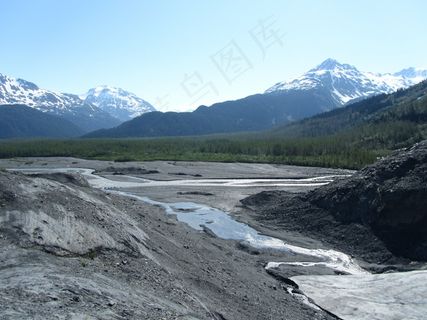 山，河流，溪流，水，蓝色，天空，天空