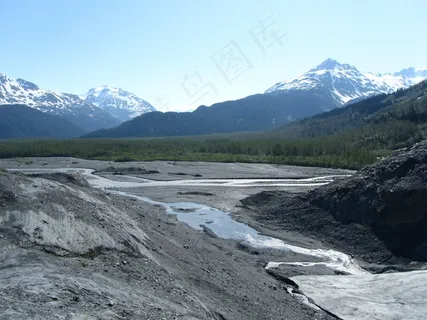 山，河流，溪流，水，蓝色，天空，天空