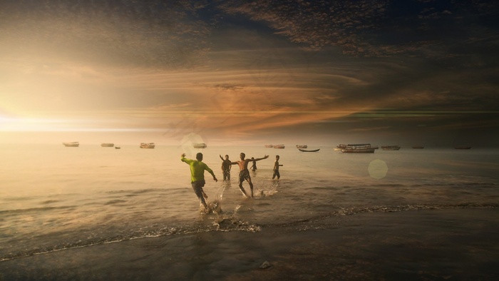 快乐，片刻，山毛榉木，真实，你好，看，海滩