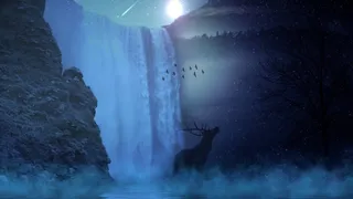 赫希，野，太阳，月亮，明星，瀑布，水，树