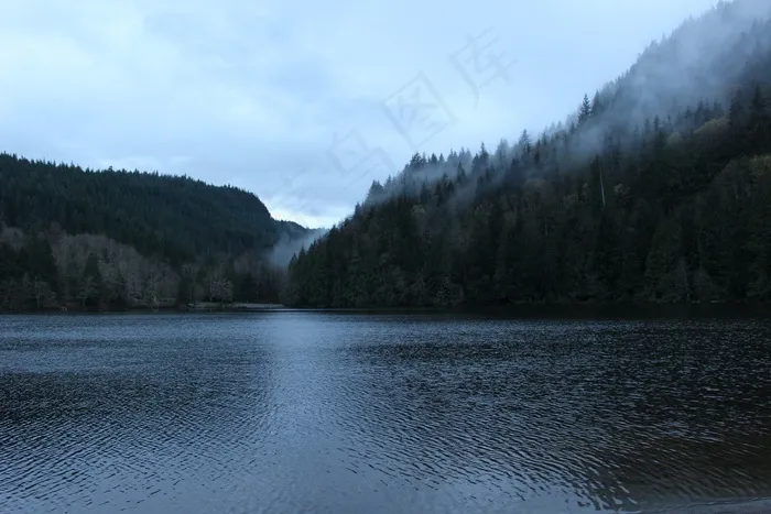 湖，水，山，性质，景观，云，雾