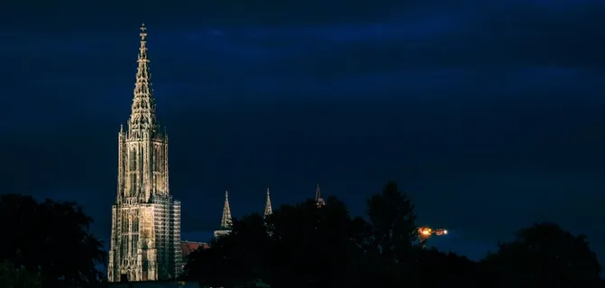乌尔姆大教堂,乌尔姆,明斯特,夜,Dom,塔,尖顶 乌尔姆大教堂,乌尔姆,明斯特,夜,Dom,塔,尖顶