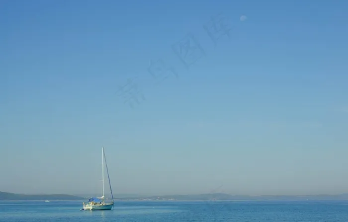 帆船，海，Morgenstimmung，天空，天空，水