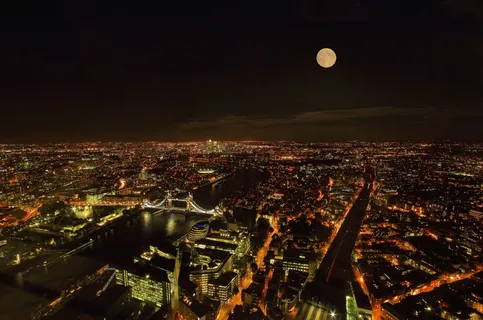 伦敦,城市,夜,光,全景图,一个月 伦敦,城市,夜,光,全景图,一个月