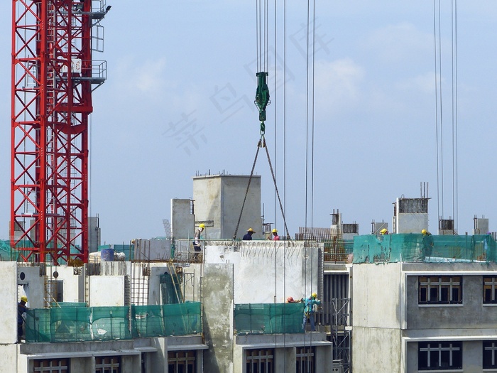 建筑，工地，起重机，建筑施工