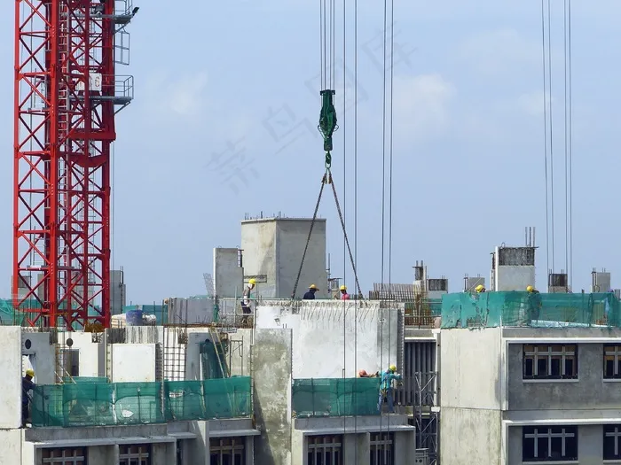建筑，工地，起重机，建筑施工
