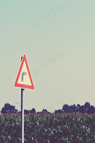 路牌，右曲线，曲线，盾牌，道路