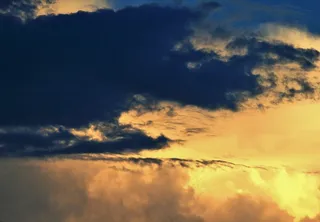 天空，黑暗，日落，云团，发光，金，黄色