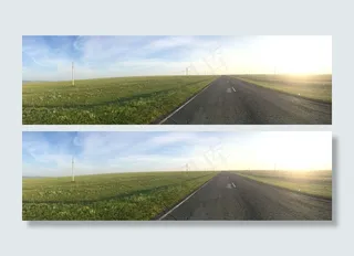 草原，哈卡斯*，道路，早上，黎明，太阳晒，全景图