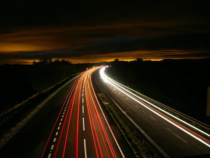 公路，夜景，交通，光线，运动，长时间曝光